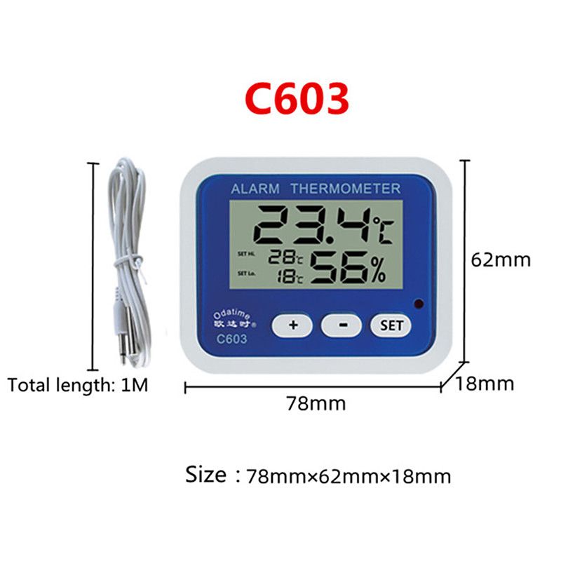 Odatime LCD Digital Screen Precision Refrigerator Thermometer Adjustable Stand Magnet Waterproof  Freezer Temperature Alarm