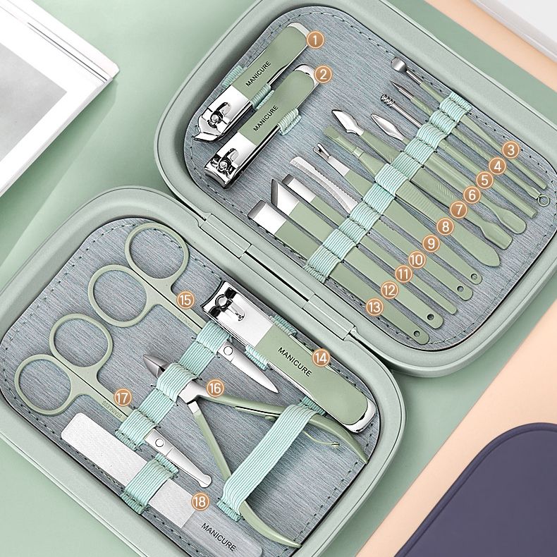 1 Set (18 Pieces) Nail Clipper Set Manicure Pedicure Tools Kit