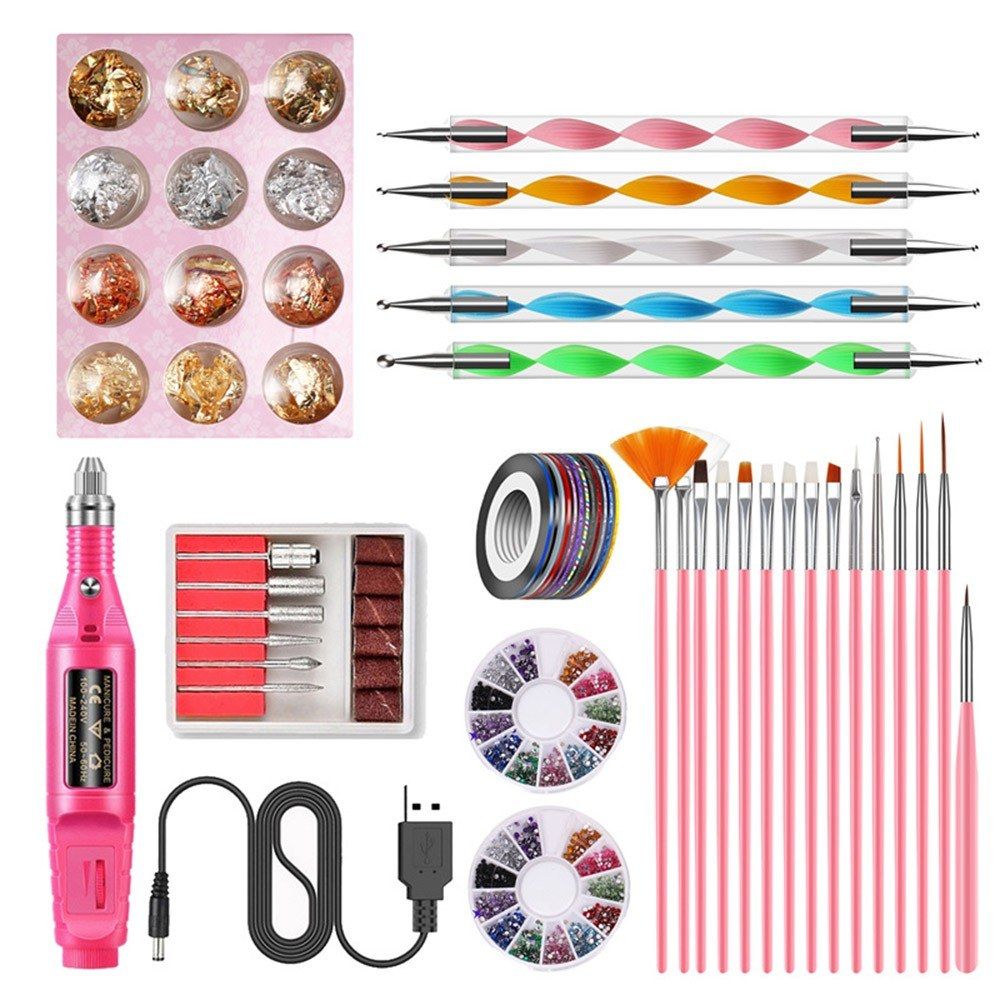 Electric Nail Drill Machine Set Nail Polisher Nail Painting Pen Point Pen Gold Foil Nail Decoration Manicure Tools