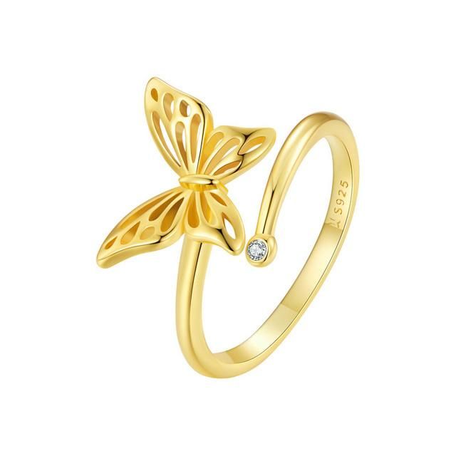925 Sterling Silver Cute Butterfly Adjustable Finger Rings Adjustable Ring