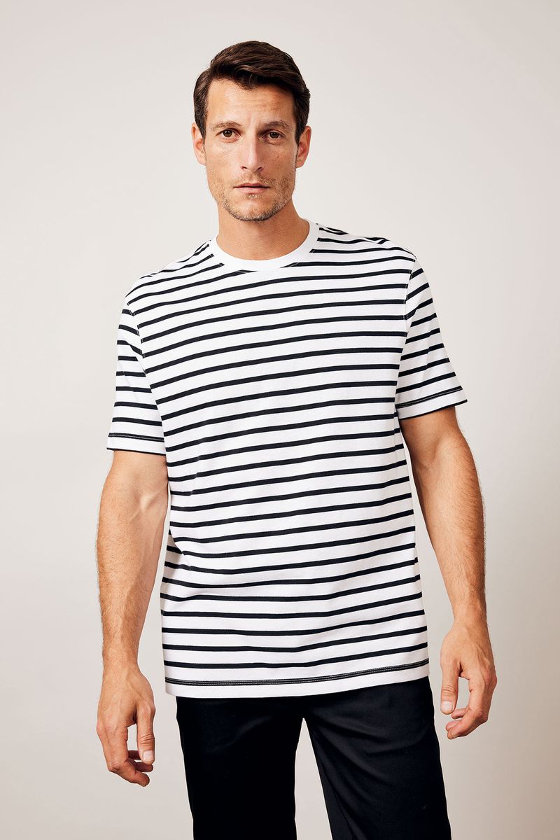 Man Smart Casual Regular Fit Crew Neck Short Sleeve Knitted T-Shirt - Indigo