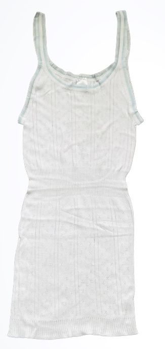 2 Pack Girls White Singlet- Blue Trimmings