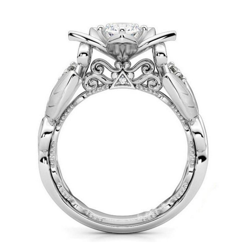 Rose With Diamond Women Wedding Ring, Ring Size:6