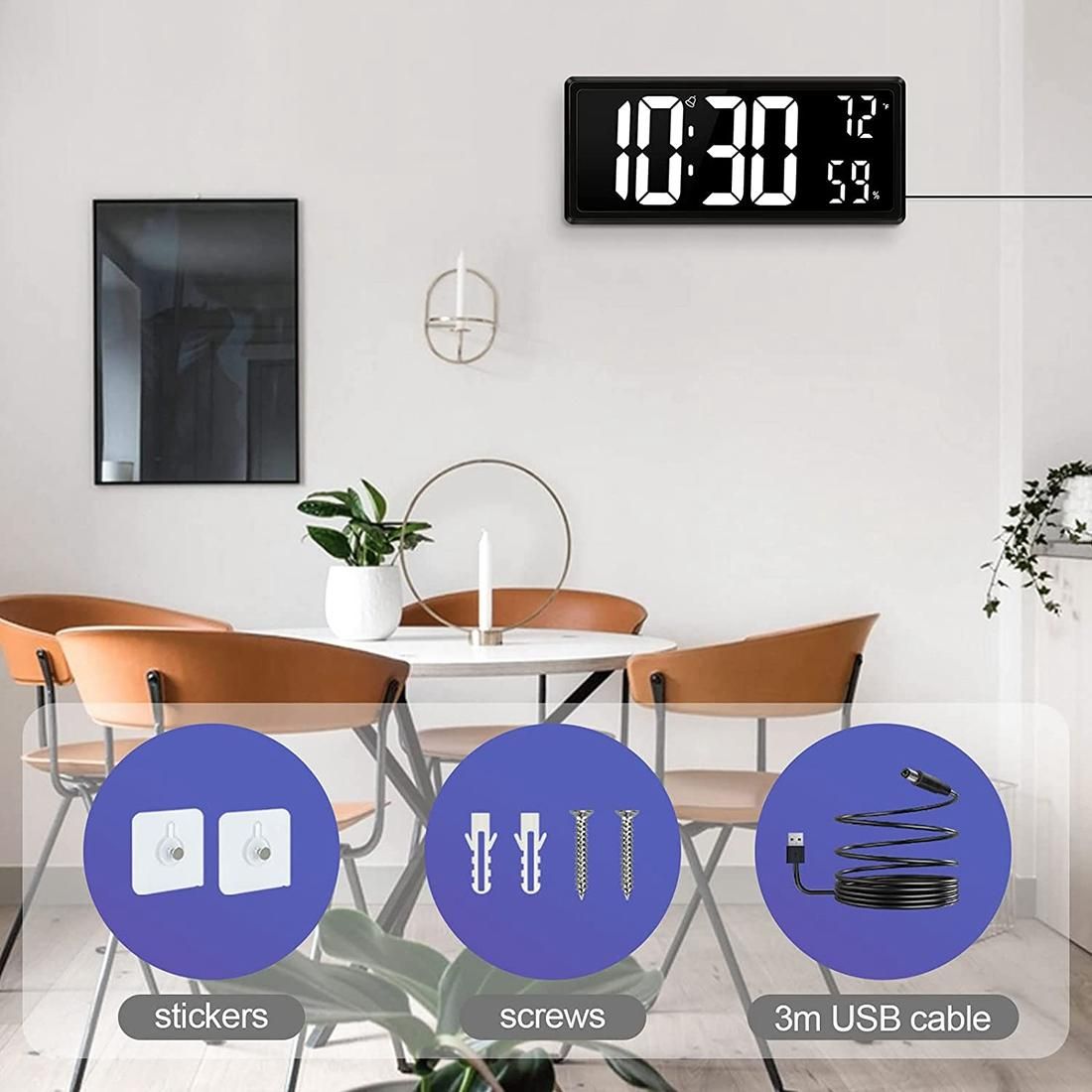 14.3 Inch Large Digital Wall Clock,with Temperature, Date