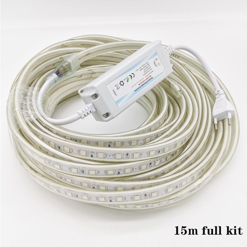 220V 230V  Smart Life Tuya Controller 1-15m RGB LED 5050SMD LED Strip Lights Dimmer Outdoor Waterproof Fr Hu*e Smartthings-Led Full Kit-2M--
