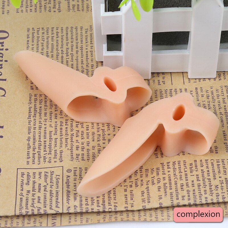 2PCS Silicone Thumb Corrector Bunion Little Toe Protector Separator Hallux Valgus Finger Straightener Foot Care Relief Pads-White-S