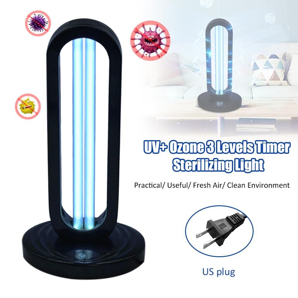 A C 220 V 38 W 254NM UV+ Ozone Timer Light with Remote Control Lamp 3 Levels Adjustable T-ime Setting Timing Function Working Modes Indicator Pilot Lamp Design Mini Portable for Home Livng Room Dining Room Bedroom Office