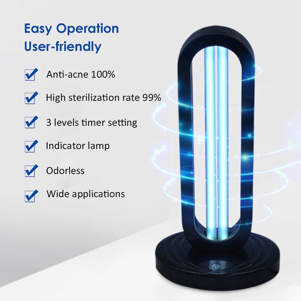A C 220 V 38 W 254NM UV+ Ozone Timer Light with Remote Control Lamp 3 Levels Adjustable T-ime Setting Timing Function Working Modes Indicator Pilot Lamp Design Mini Portable for Home Livng Room Dining Room Bedroom Office