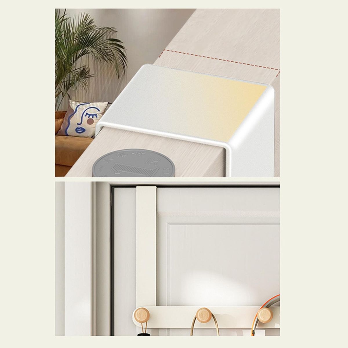 Space-saving Door Hook Doorspace Hooks Heavy Duty for Clothes White