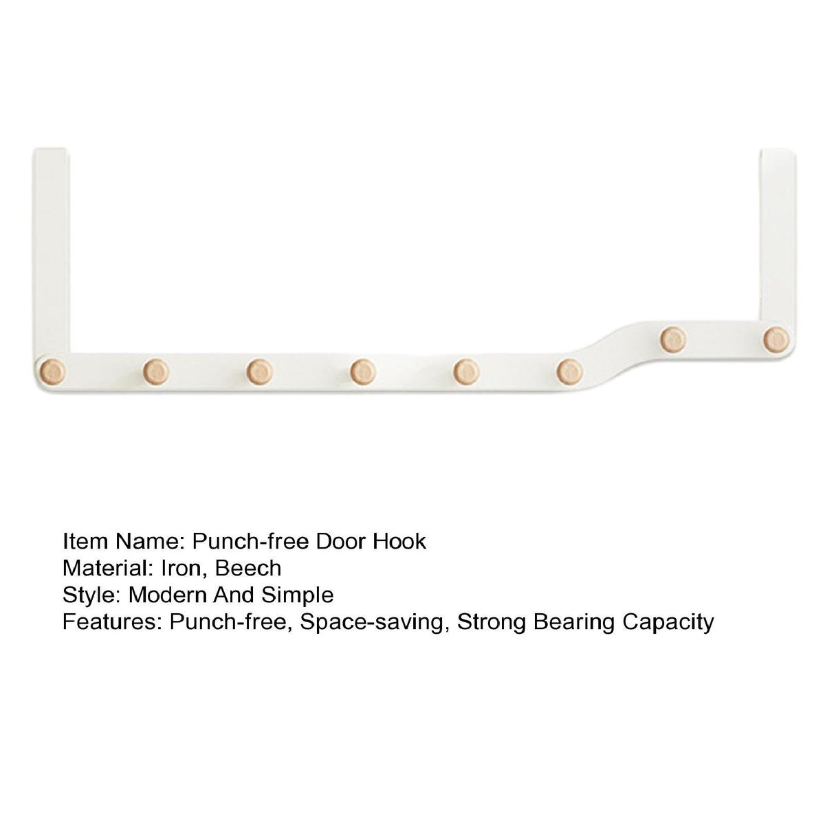 Space-saving Door Hook Doorspace Hooks Heavy Duty for Clothes White