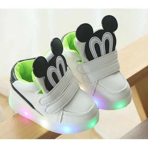 Children's Luminous Shoes LED Cartoon Sneaker-White
