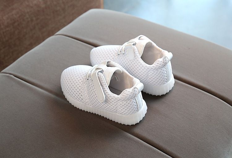Children's Shoes LED Breathable Light Sports Shoes-White