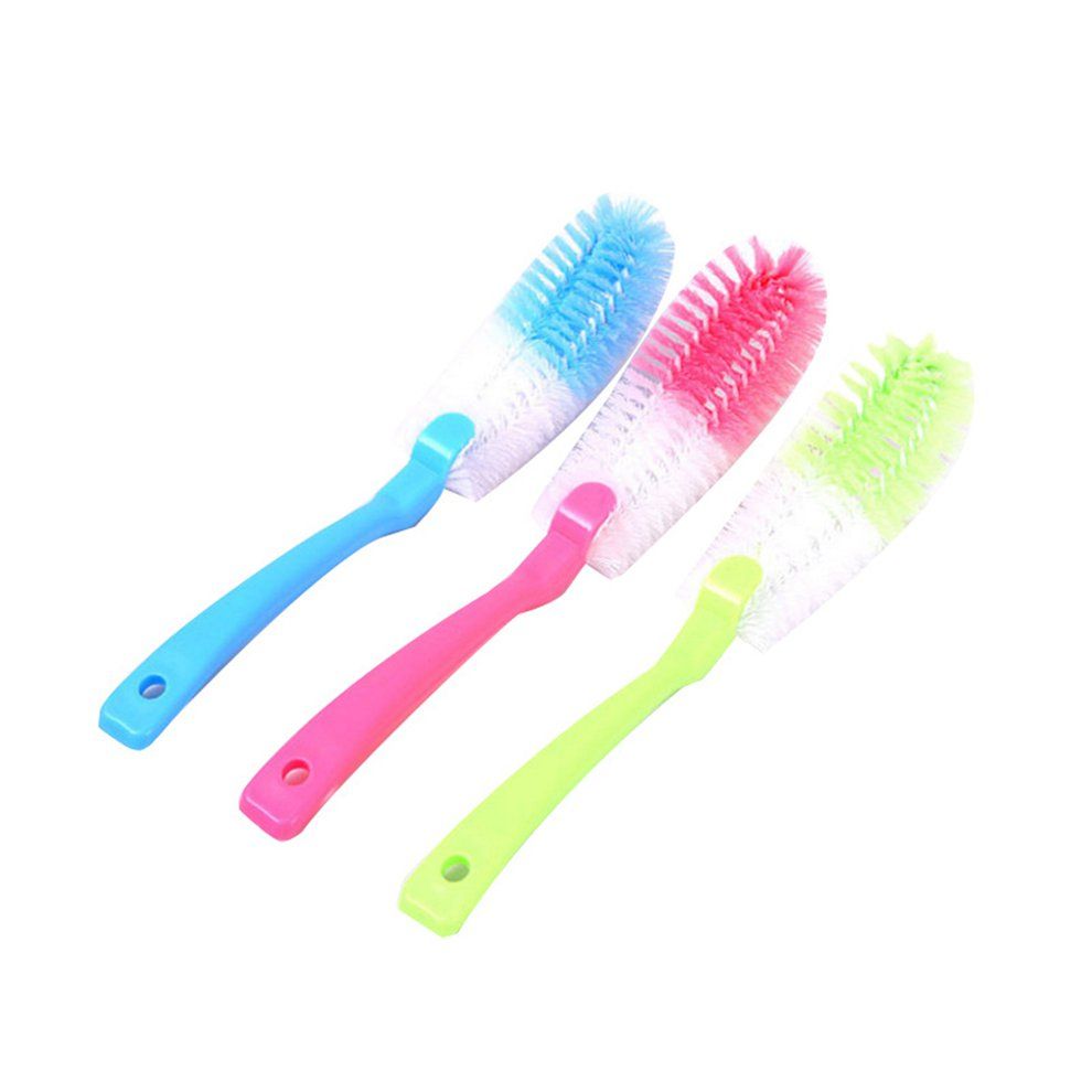 Long Handle Bottle Brush  Leaner  Up Dish Pot Bottom S Rubber Washing Brushes-Pink-1 Pcs