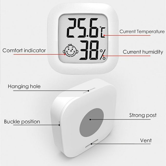 Indoor   Digital L D Temperature  R Humidity Meter  -white