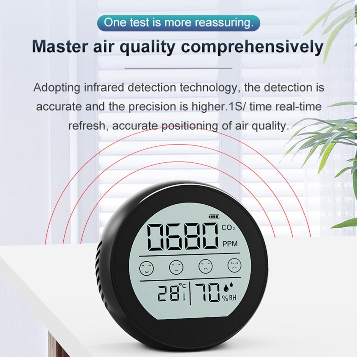 1 Set Air Quality Detector Humidity Temperature Carbon Dioxide Monitor Black