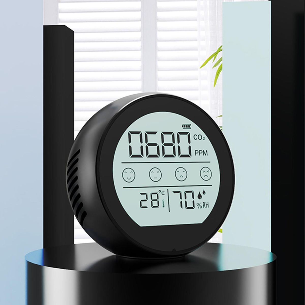 1 Set Air Quality Detector Humidity Temperature Carbon Dioxide Monitor Black