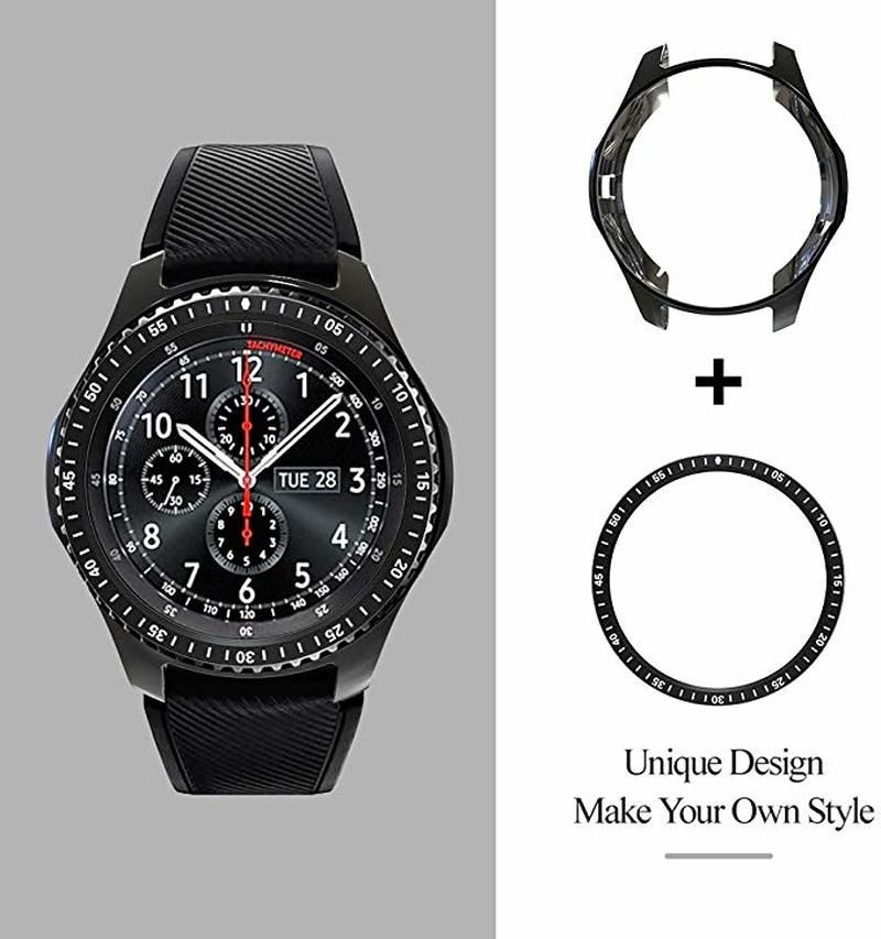 Soft Cover For Samsung Galaxy Watch 46mm Case Gear S3 Frontier Bumper +Metal Bezel Ring Styling Smart Watch Protective Shell