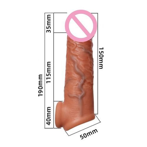 Men Penis Extender Realistic Condom Silicon Delay Adult Game Enlarger