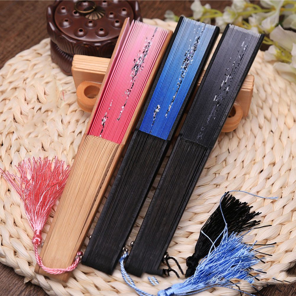 Flowers HKS99 Pattern Girls Folding Women Bamboo Fans Butterfly For Folding Handheld Fans Tassel