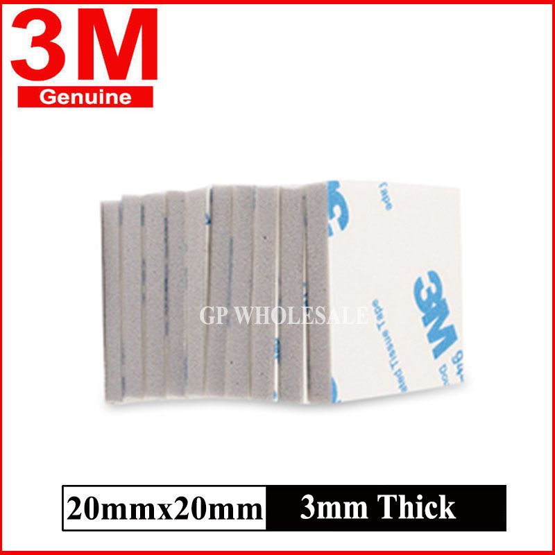 100pcs 20mmx20mm, 3mm Thick Double Sided Adhesive Black