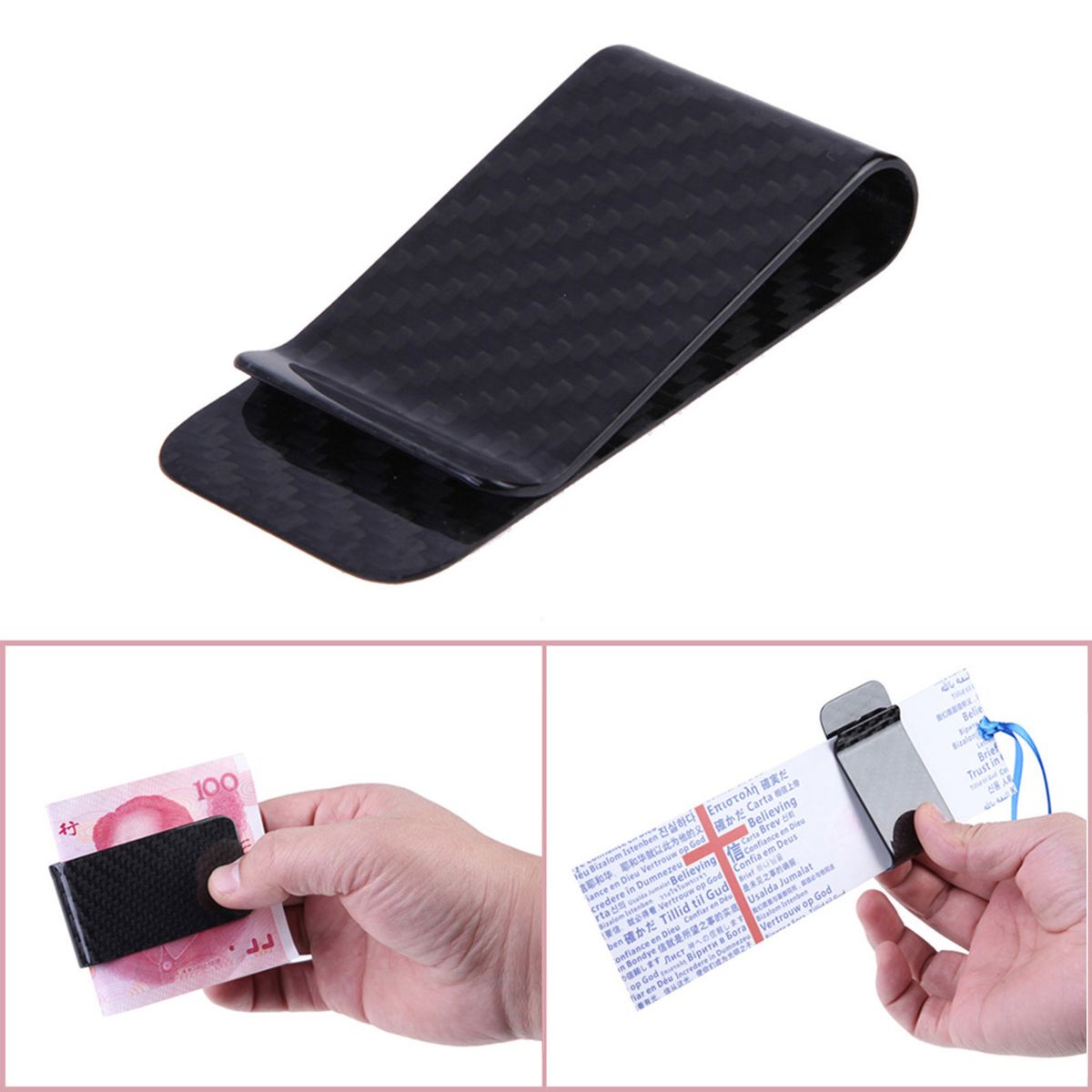 Real Carbon Fiber Money Clip Business Card Credit Card Cash