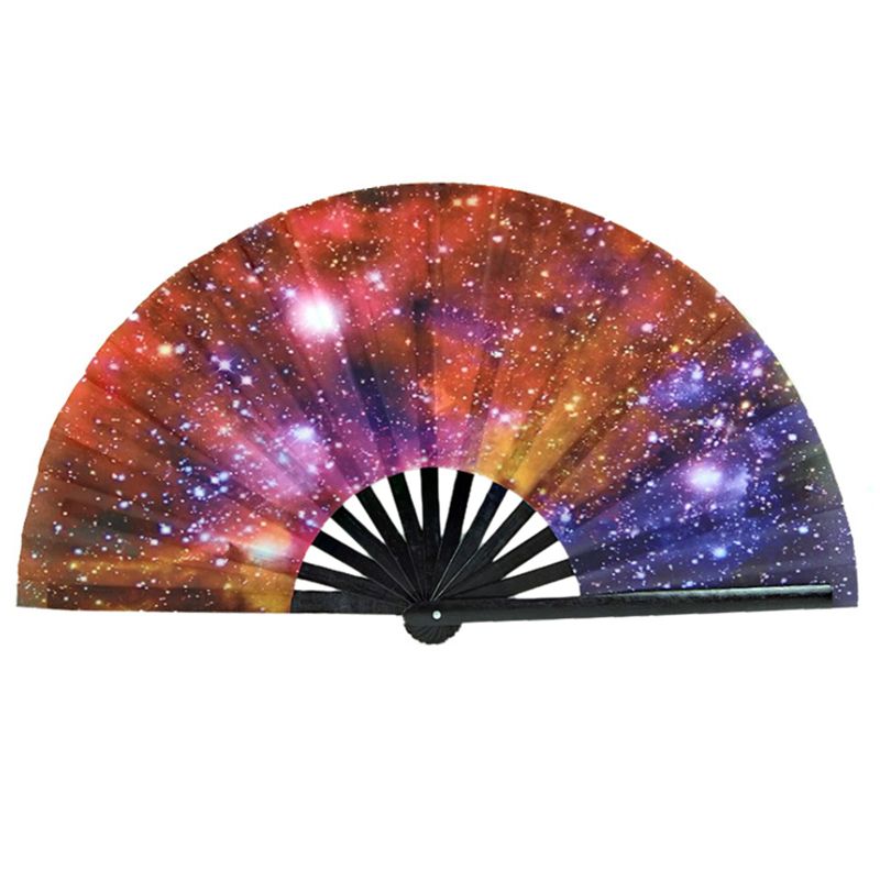 Fan Printing Large Bone Kung Supplies Satin Party Festival Fan Hand Folding Bamboo Fan Fu Carnival Fan