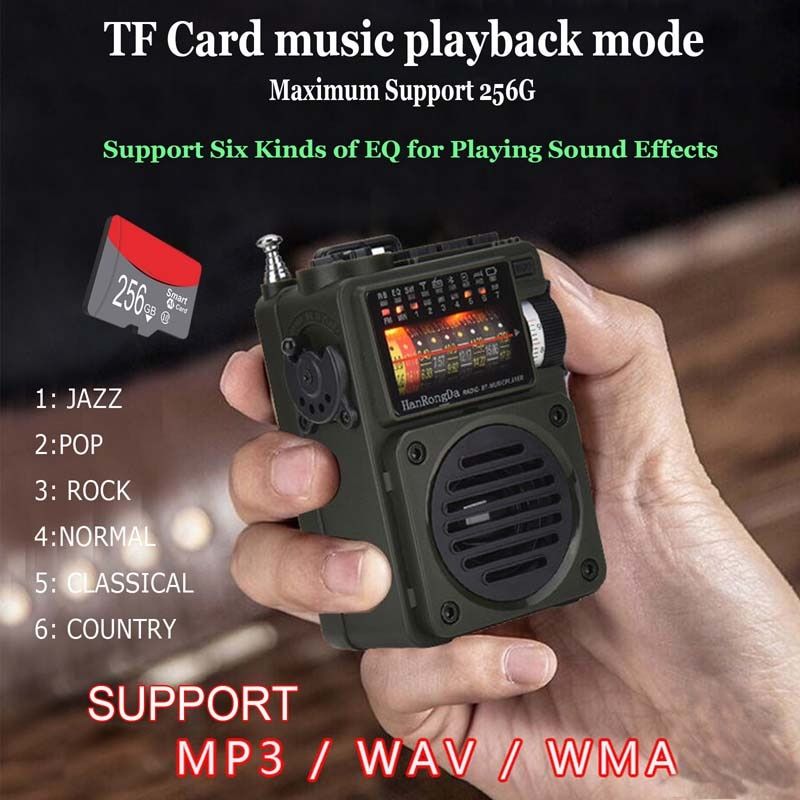 Portable Mini FM/SW/MW Radio Bluetooth 5.0 Full Band Handheld Rechargeable Speaker Recorder Sleep Time Support TF Card Play