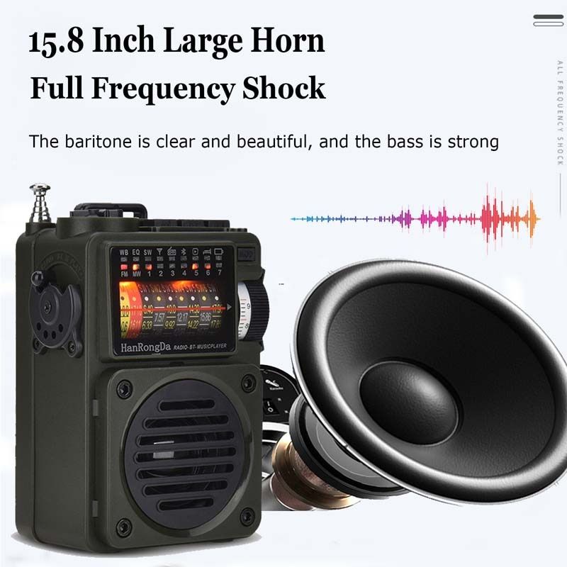 Portable Mini FM/SW/MW Radio Bluetooth 5.0 Full Band Handheld Rechargeable Speaker Recorder Sleep Time Support TF Card Play