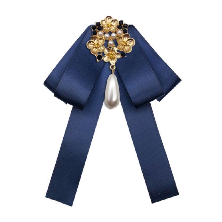 Ladies Retro Style Cloth Fabric Pearl Diamond Brooch Bow Tie Bow Clothing Accessories
