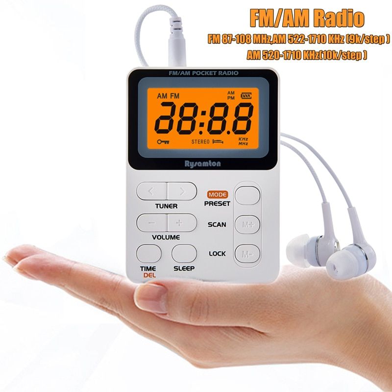 Portable Radio AM/FM Pocket Radio With  LED Display 3.5mm Earphone Support Manual/Auto Save Station