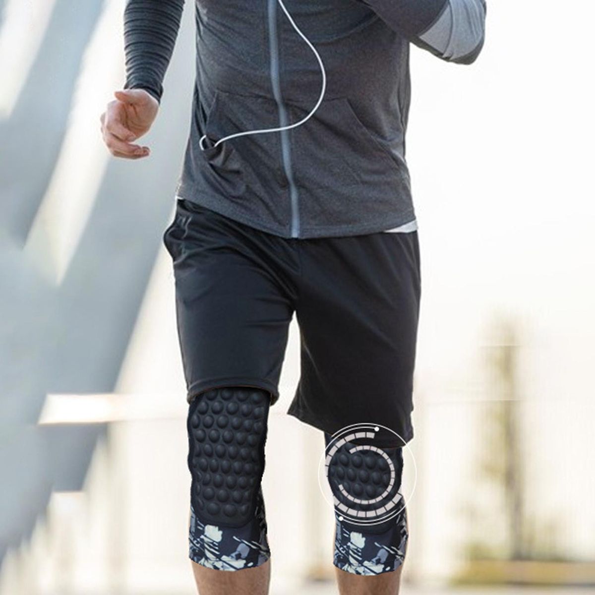 1Pc Knee Pad Athletic Running Sports Safety Knee Grey