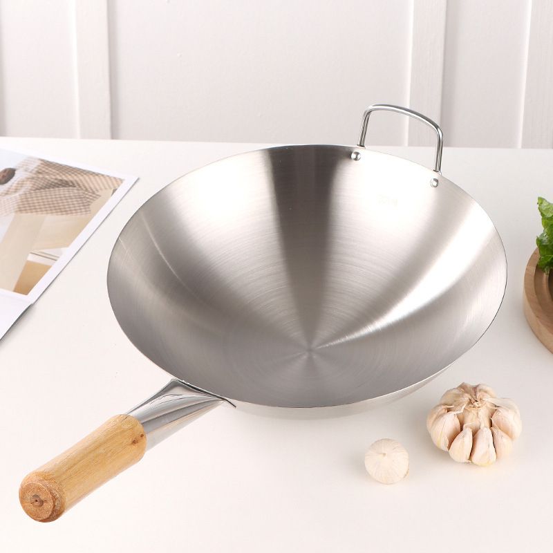 Stainless Steel Frying Pan Double-eared Round-bottomed Pot