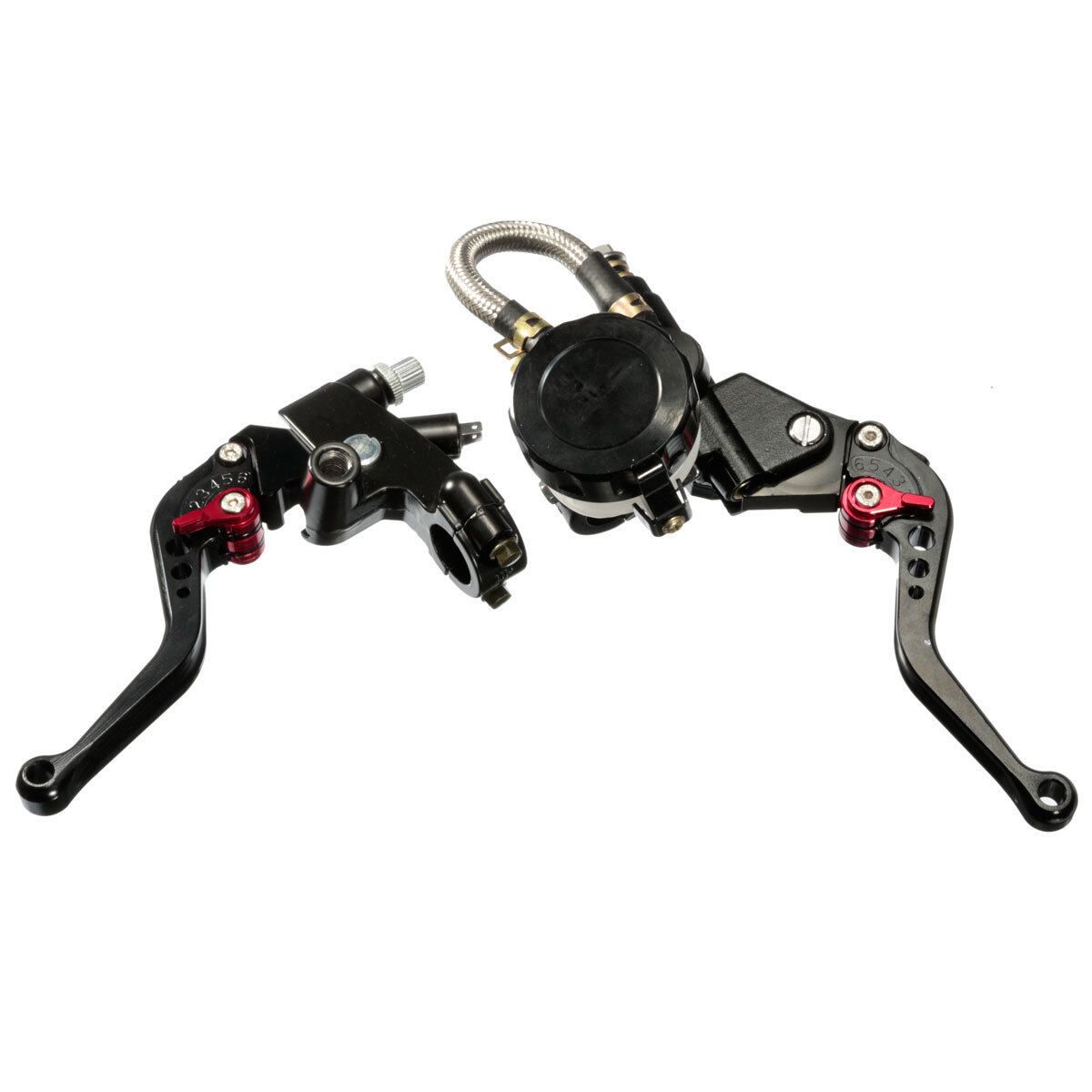 7/8'' Clutch Brake Levers Master Cylinder Reservoir For Honda Motorcycle Black Black