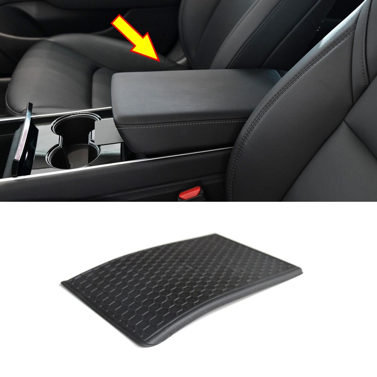 Car Armrest Box Card Holder Pad Anti Slip Mat for Tesla