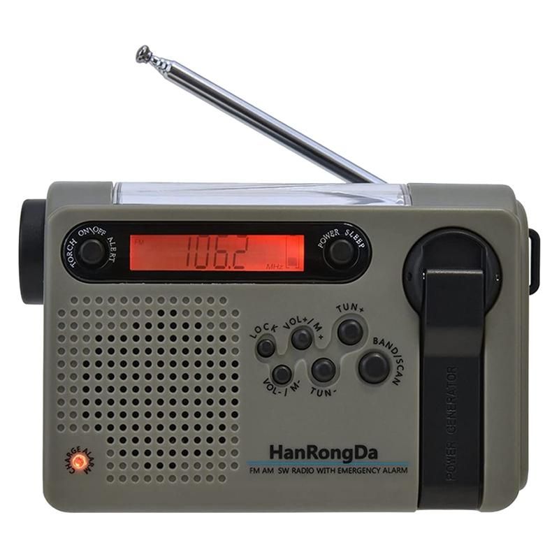 HanRongDa Outdoor Emergency Radio Portable Radio AM SW Solar
