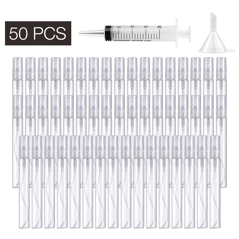 2/3/5ml Mini Plastic Spray Bottle Refillable Oil Bottles Atomizer Mini Protable Cosmetics Container With Syringe(#100pcs)