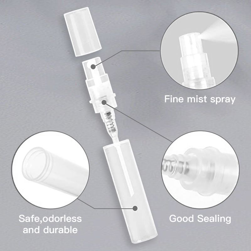 2/3/5ml Mini Plastic Spray Bottle Refillable Oil Bottles Atomizer Mini Protable Cosmetics Container With Syringe(#100pcs)