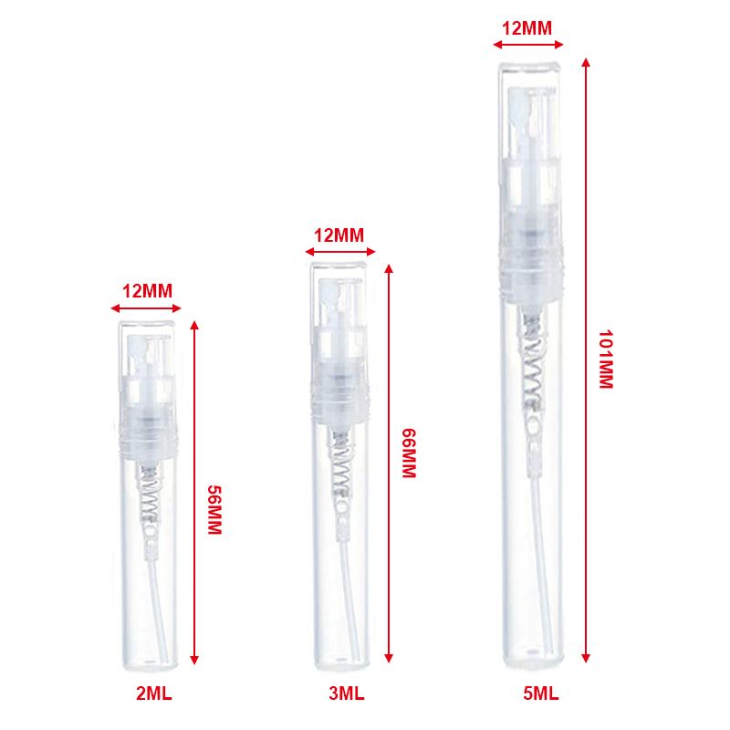2/3/5ml Mini Plastic Spray Bottle Refillable Oil Bottles Atomizer Mini Protable Cosmetics Container With Syringe(#100pcs)