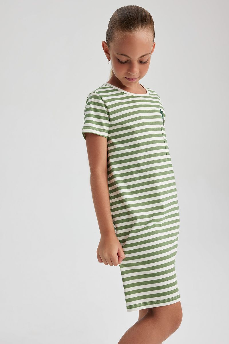 Girl Special Collection Regular Fit Short Sleeve Homewear Dress - Beige