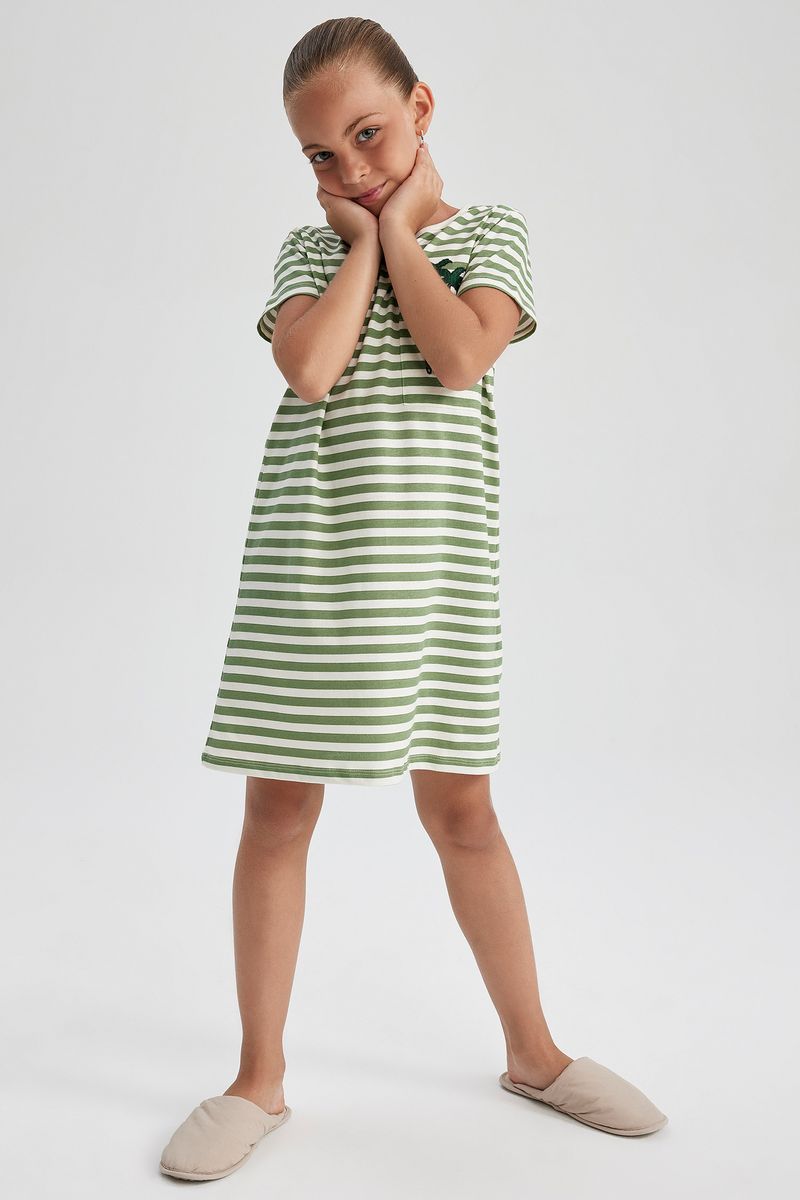 Girl Special Collection Regular Fit Short Sleeve Homewear Dress - Beige