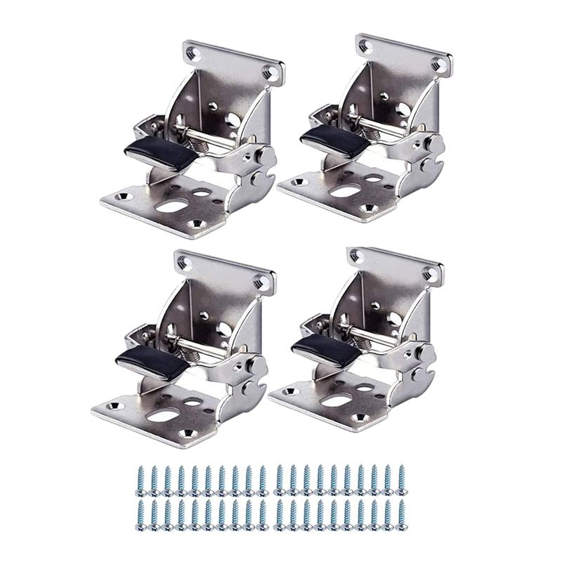 4 Pcs Foldable Bracket-Folding Foot Hinge Bracket, Self-Locking Hinge Hardware With Screw Lock Extension For Table Legs