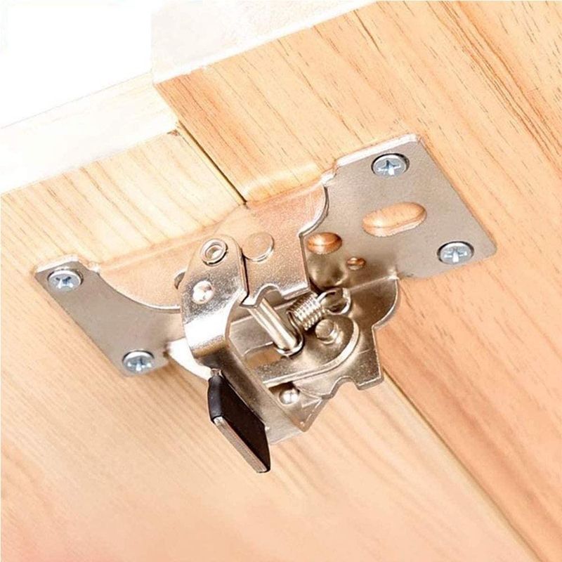 4 Pcs Foldable Bracket-Folding Foot Hinge Bracket, Self-Locking Hinge Hardware With Screw Lock Extension For Table Legs