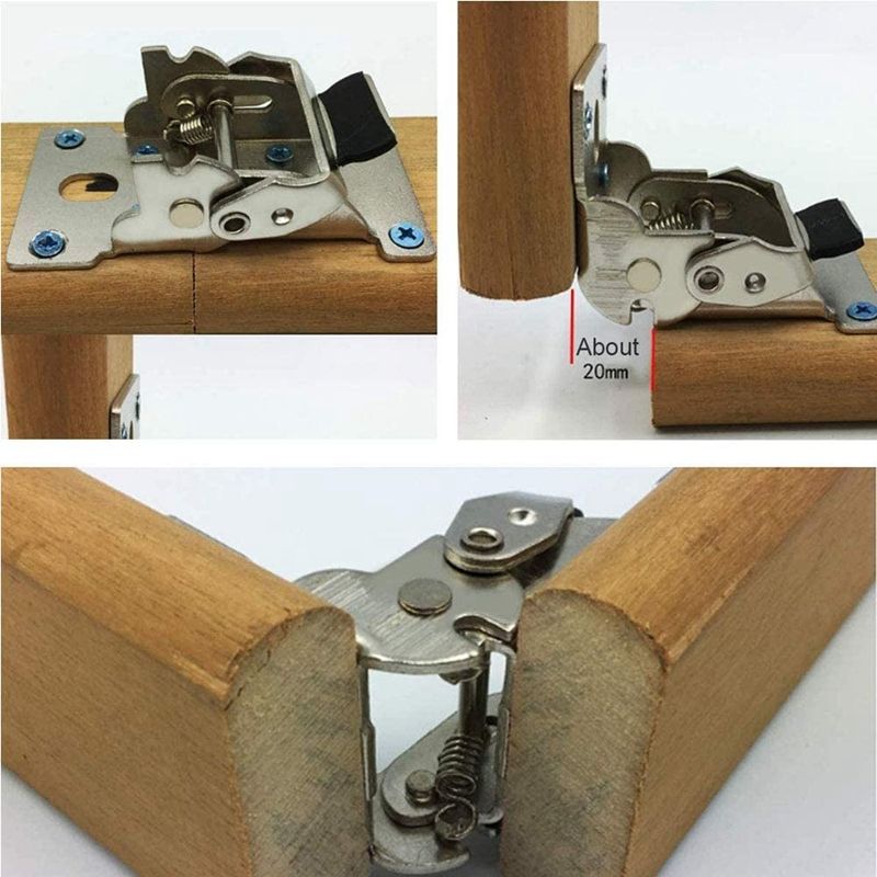 4 Pcs Foldable Bracket-Folding Foot Hinge Bracket, Self-Locking Hinge Hardware With Screw Lock Extension For Table Legs