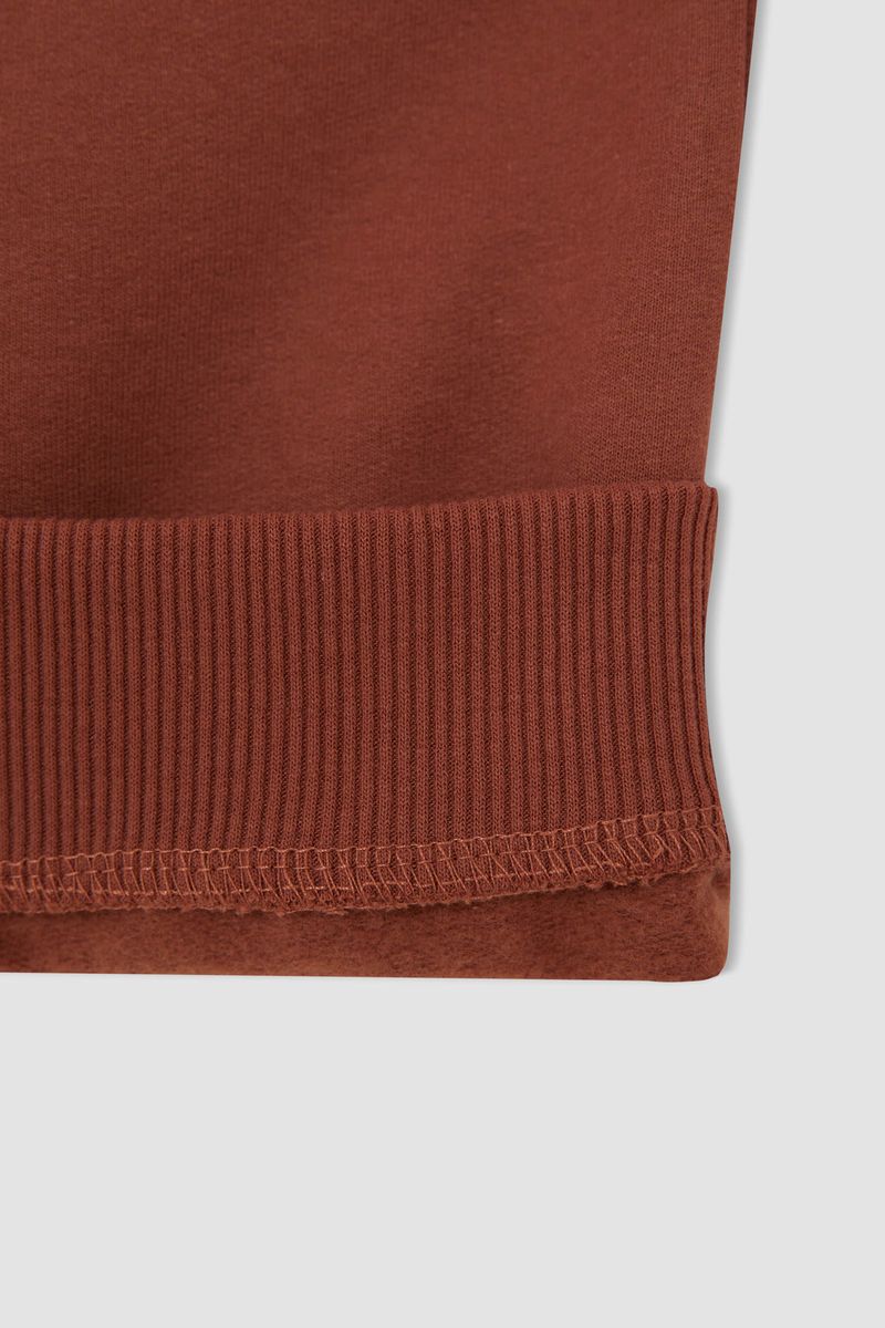 Girl Knitted Regular Fit Crew Neck Sweat Shirt - Brown