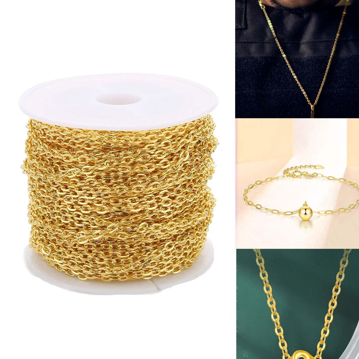 Metal Chain Extender, , Cross Chains, Gold 0.6mm