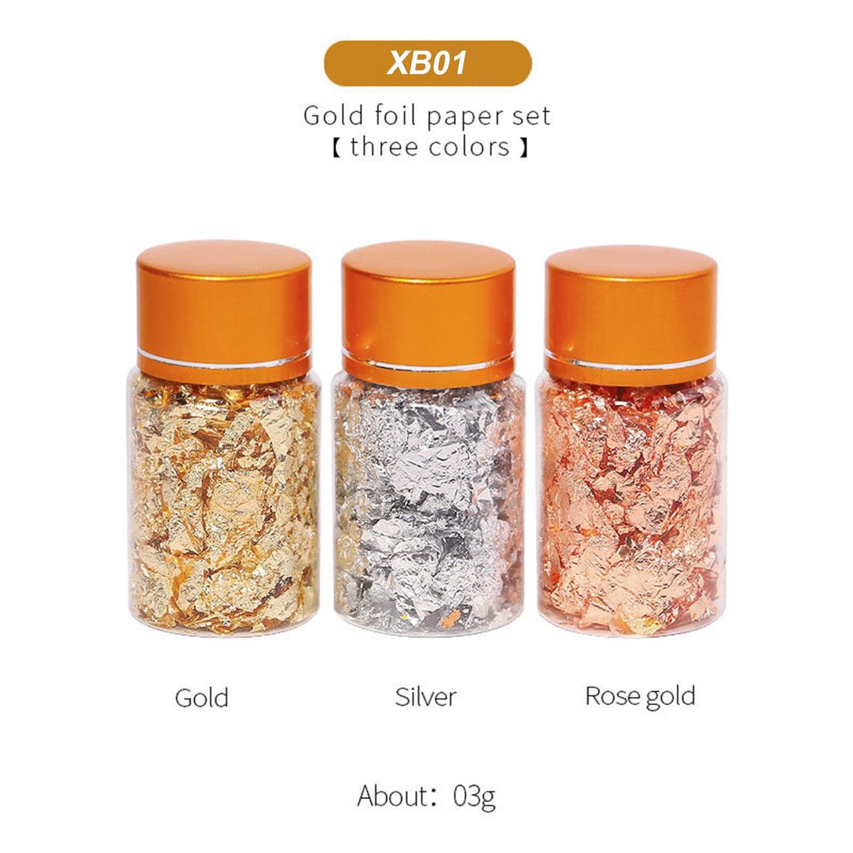 3 Bottles Golden Foil Flakes Gilding Flakes Made of Tinfoil for Metallic Foil Flakes for Nails DIY Painting Crafts Slime and Resin Jewelry Making Gold Silver Copper Colors XB01