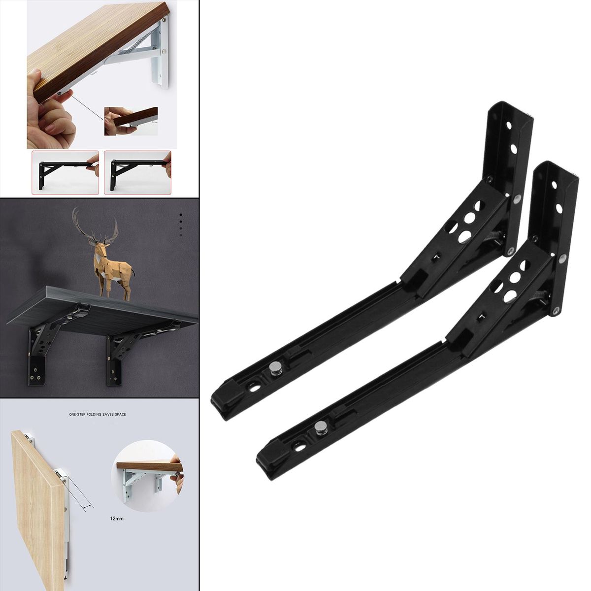 Triangle Folding Angle Bracket Shelf Bracket DIY For 14in Black