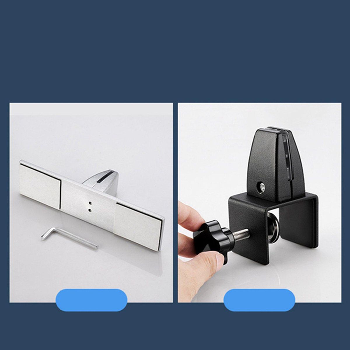 Office Partition Bracket Glass Screen Pins Clamp No Drilling