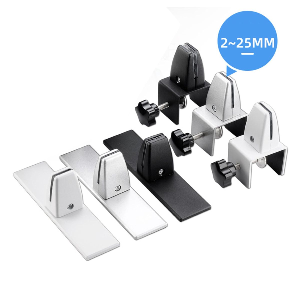 Office Partition Bracket Glass Screen Pins Clamp No Drilling