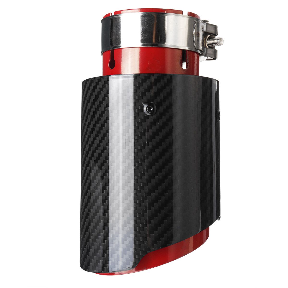 Car Exhaust Tip Muffler Pipe Red Steel Black Carbon Fiber 2.5" Inlet Universal [Black, Red]